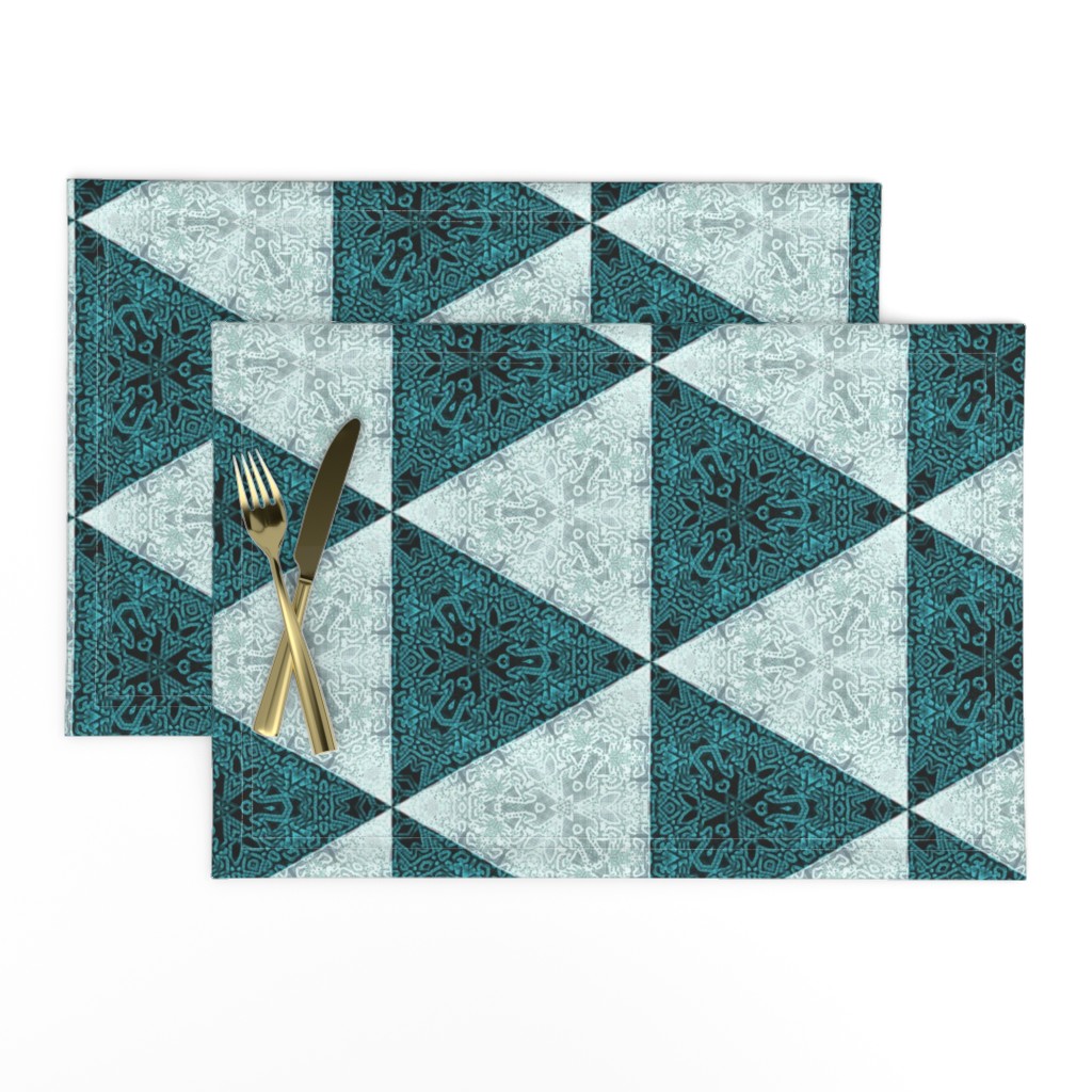 Quilters Turquoise Triangles- 6in horiz