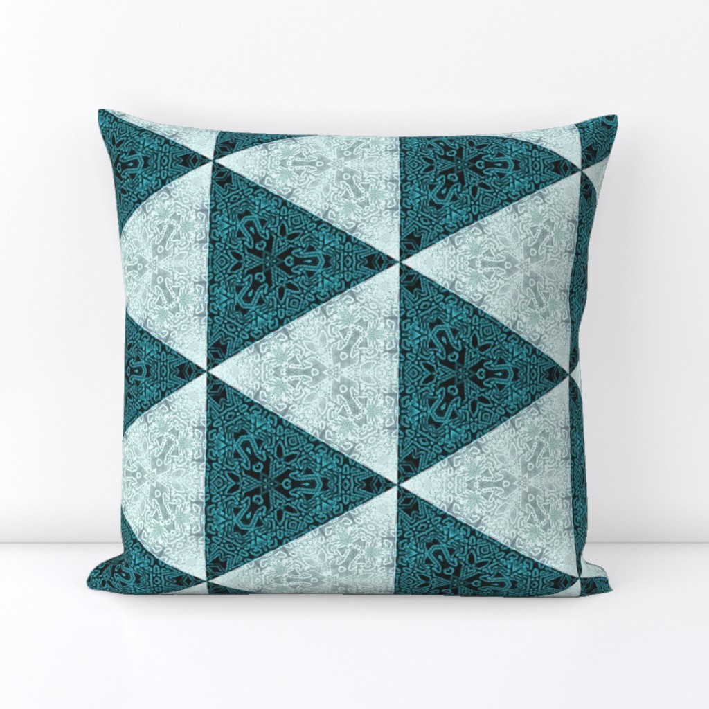 Quilters Turquoise Triangles- 6in horiz