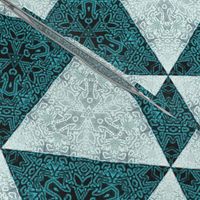 Quilters Turquoise Triangles- 6in horiz