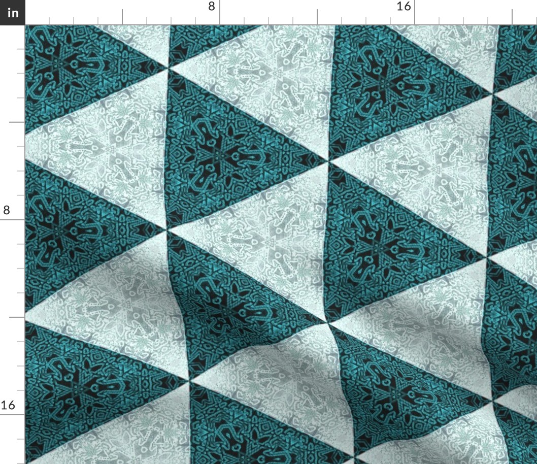 Quilters Turquoise Triangles- 6in horiz