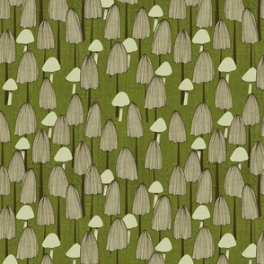 Earth Tones Mushrooms Green Medium