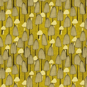 Earth Tones Mushrooms Yellow Medium