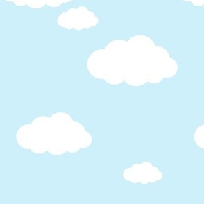 Blue Sky, White Kawaii clouds - medium