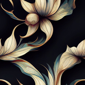 Abstract Ivory Floral Movement ATL_238