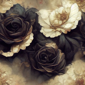 Exotic Ivory Black Roses ATL_244