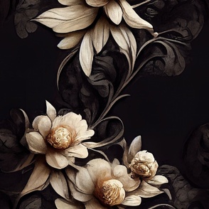 Elegant Monochrome Ivory Flowers ATL_255
