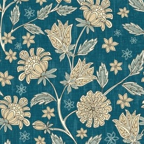 Flower Vine - Medium - Ocean, Teal