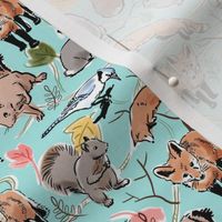 Woodland Creatures Blue Small