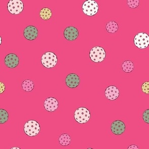 Bold Preppy Wiffle Balls on Solid Hot Pink Background