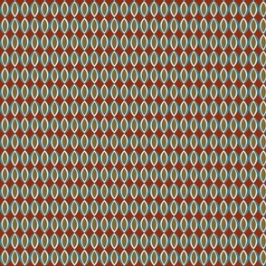 359 - Small scale  tiger eye minimalist retro inspired pattern in brick terracotta red and teal for lampshades, cushion covers, curtains, masculine decor, boy duvet covers