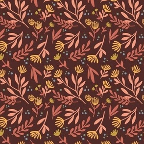 Mojave Florals in Mahogany Red Brown