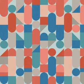60's Random Geometric - Palm Springs Colorway - Medium Scale