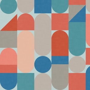 60's Random Geometric - Palm Springs Colorway - Medium Scale
