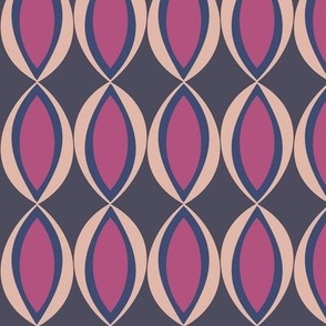 359 - Jumbo scale  tiger eye minimalist retro inspired pattern in French navy blue and berry pink for lampshades, cushion covers, curtains, masculine decor, boy duvet covers