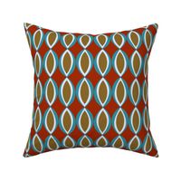 359 - Jumbo scale  tiger eye minimalist retro inspired pattern in brick terracotta red and teal for lampshades, cushion covers, curtains, masculine decor, boy duvet covers