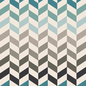 Herringbone Chevron Pattern from Greige to Teal Small