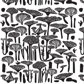 Mushroom Woodcut Wonders
