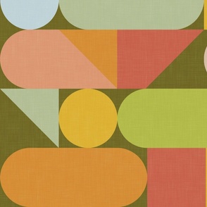 70's Kitchen Colors Ovals Cheater Quilt Top