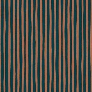 Hand Drawn Stripe // Dark Teal & Terricotta // Orange & Turquoise stripes