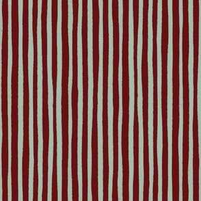 Hand Drawn Stripes // Silver Green and Burgundy Red // Christmas Stripe