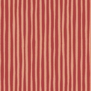 Hand Drawn Stripe // Cherry Red & Apricot // Kids Stripe