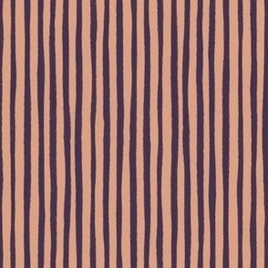 Hand Drawn Stripe // Apricot and Amethyst // Purple and Peach Stripe