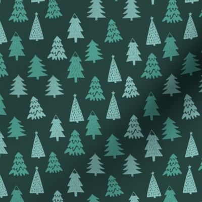 MINI christmas trees fabric - fir tree fabric, green holiday