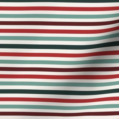 MINI christmas stripe fabric - holiday red and green xmas fabric