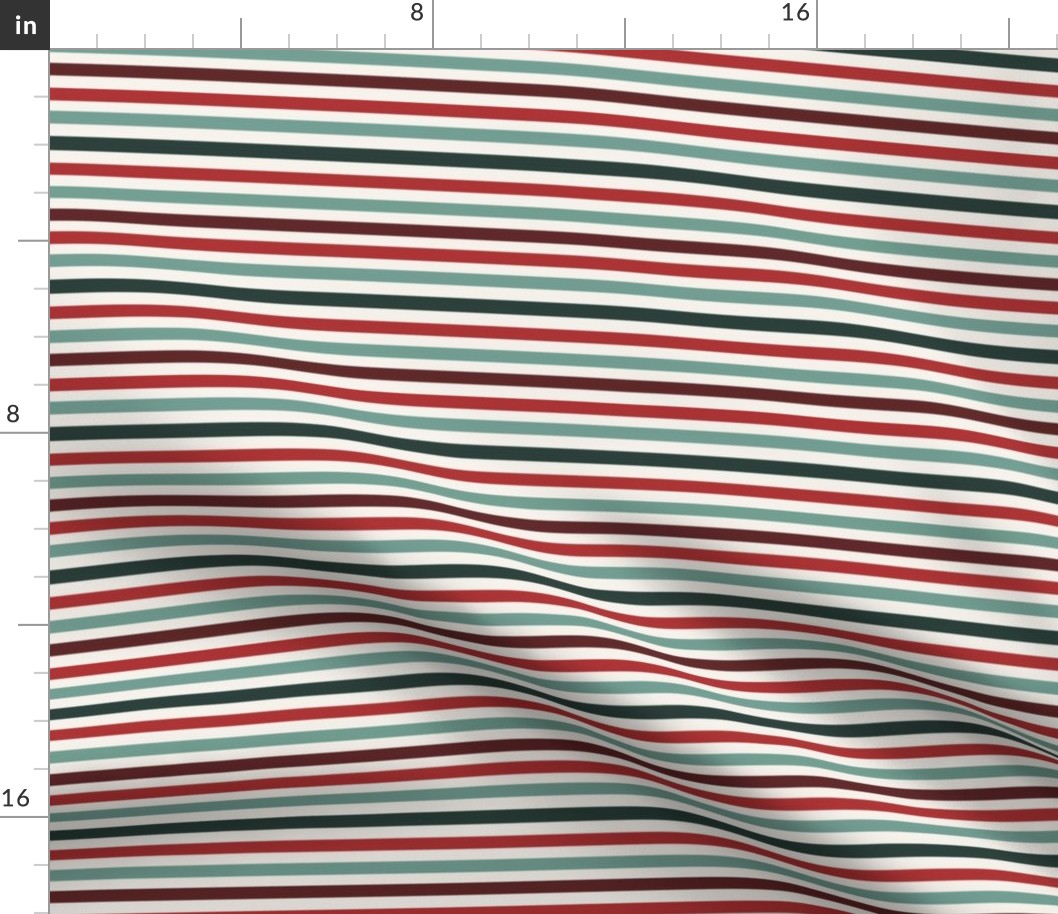 MINI christmas stripe fabric - holiday red and green xmas fabric