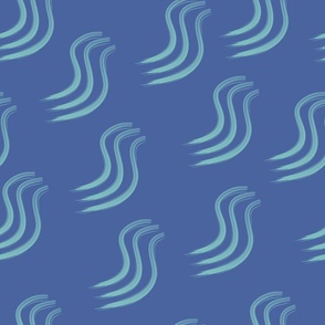 Aqua Squiggles on Blue Pattern