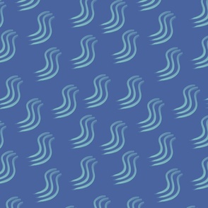 Aqua Squiggles on Blue Pattern - Small