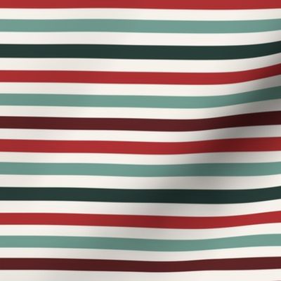 SMALL christmas stripe fabric - holiday red and green xmas fabric