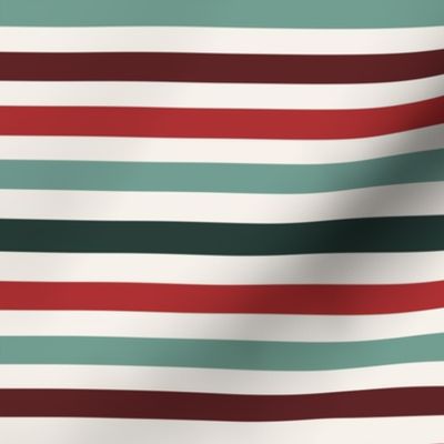 MEDIUM christmas stripe fabric - holiday red and green xmas fabric