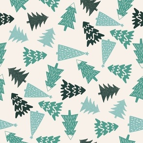 MEDIUM christmas trees fabric - fir tree fabric, green holiday