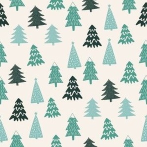MINI christmas trees fabric - fir tree fabric, green holiday
