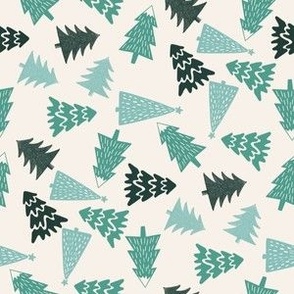 MINI christmas trees fabric - fir tree fabric, green holiday