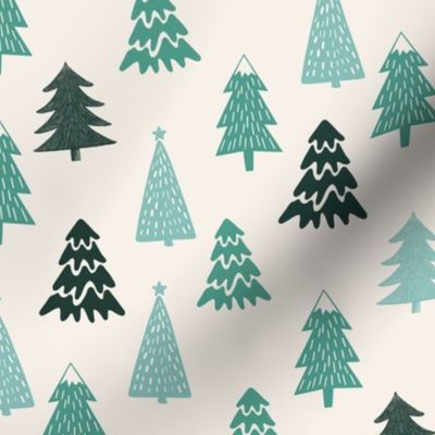 MEDIUM christmas trees fabric - fir tree fabric, green holiday