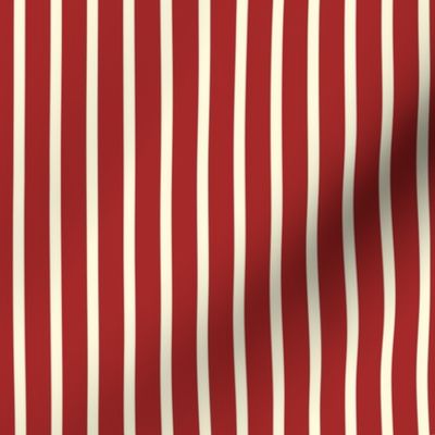 Cornsilk White & Auburn Red Vertical Stripes