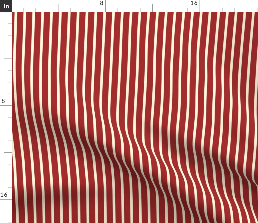 Cornsilk White & Auburn Red Vertical Stripes