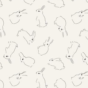 small Tossed line art easter bunny rabbits on bone 