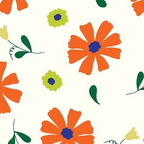 07-a-Large-Ditsy Daisies orange floral