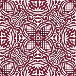 Talavera Tiles in Burgundy and White
