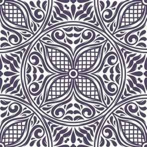 Talavera Tiles in Royal Purple and White