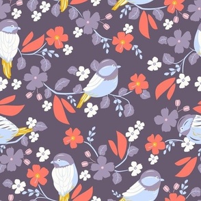 chickadees Florals medium scale 