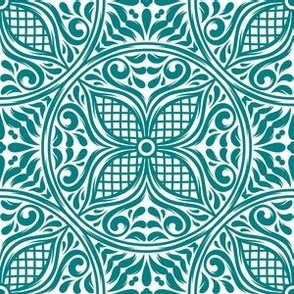 Talavera Tiles in Teal and White
