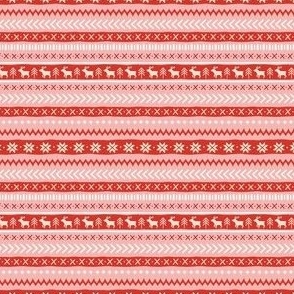 Christmas Sweater Pattern - Ditsy Scale - Peach Pink and Red Knit Pattern