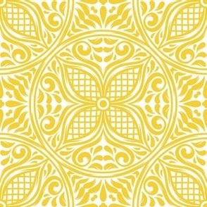 Talavera Tiles in Saffron Yellow and White