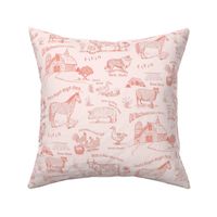 Old MacDonald Had a Toile de Jouy Farm, Coral Pink