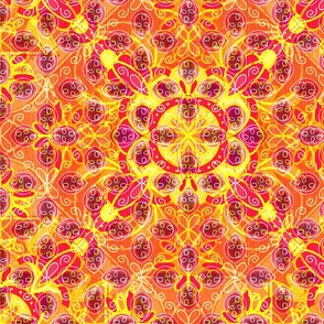 Pretty pink, yellow and red floral boho geometric