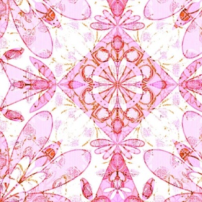 Pretty pink and white geometric boho mandala.
